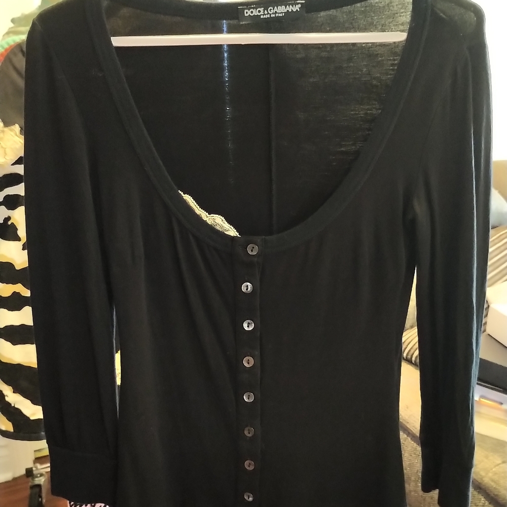 Dolce & Gabbana Viscose Black Long Sleeve Top Lace